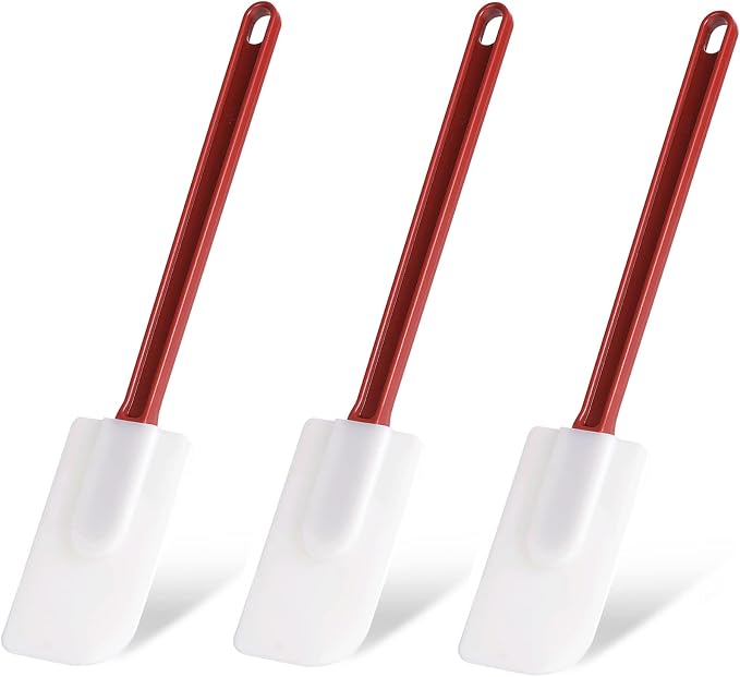 Silicone Rubber Spatula Set of 3, High Heat Commercial Spatula 16 Inch by Heffiso+Silicone+Utensils