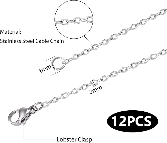 Wholesale 12 PCS Stainless Steel Flat Cable Chain Link Necklace Chains Bulk - Image 6