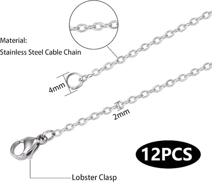 Wholesale 12 PCS Stainless Steel Flat Cable Chain Link Necklace Chains Bulk - Image 6