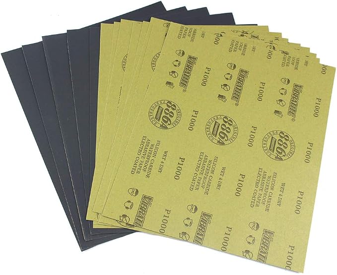 Sandpaper Sheets, 1000 Grit Dry Wet Sand Paper, 9 x 11 Inch, Silicon Carbide by MAXMAN