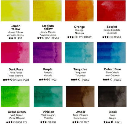 Mont Marte Watercolor Set Full Pan Signature 13pc in Tin, Portable Watercolor - Image 2
