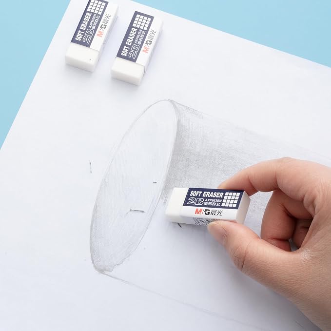 M&G 24 Pack Erasers Pencil Erasers, 2B White Rubber Eraser Rectangular Bulk - Image 8