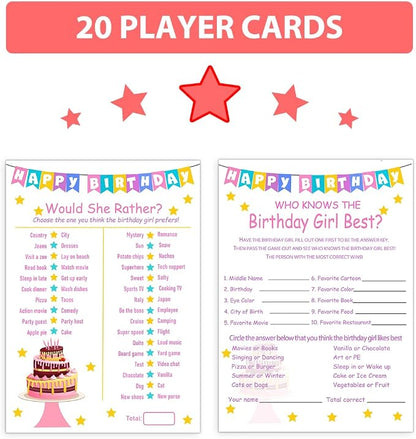 Birthday Party Games Set for Girls- 20 Birthday Double Sided Games Cards Set- - Image 3