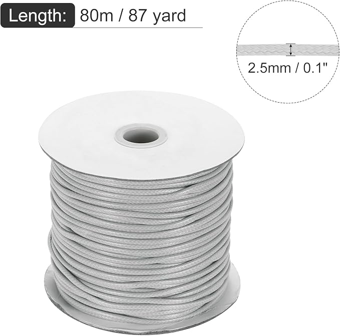 MECCANIXITY Waxed Cord 2.5mm Waxed Polyester Cord 87 Yard Wax String - Image 2