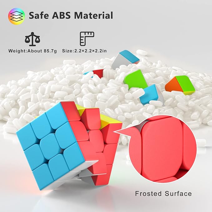 Full Size 3x3x3 Speed Cube Set, 2.2in Puzzle Party Favors Toy Stickerless Magic - Image 2