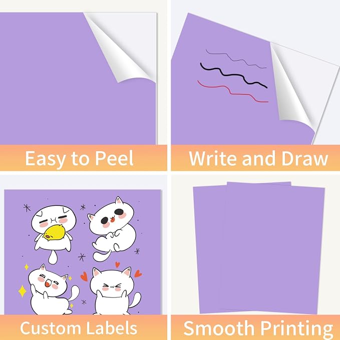 Printable Sticker Paper, 20 Sheets Purple Printable Sticker Paper, Laser/Inkjet - Image 5