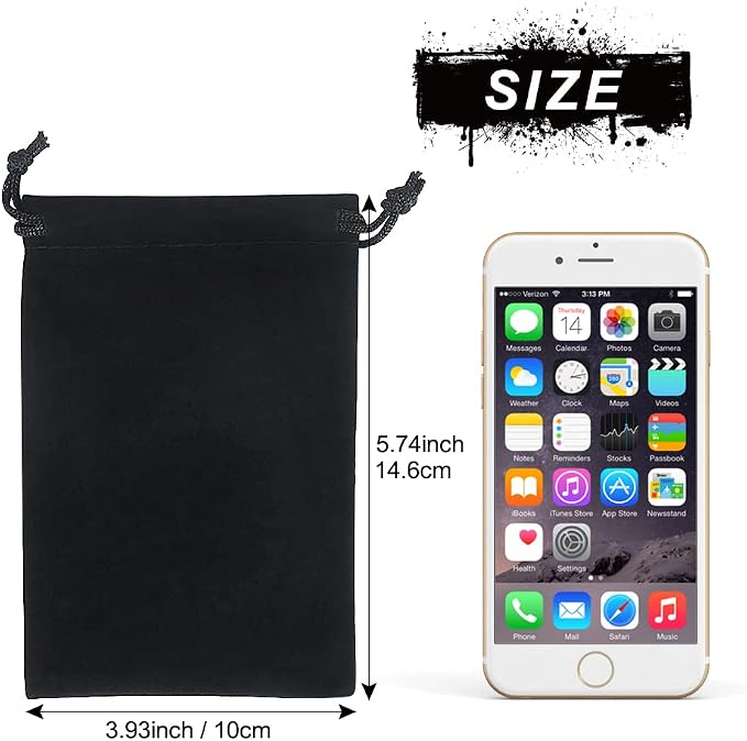 Shintop 20pcs velvet bags with drawstrings, 4x6inch Gift Bags Black Velvet - Image 2