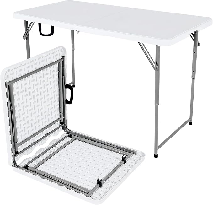 48" W x 24" D x 29.5" H - 4FT Adjustable Height Heavy Duty Plastic Fold-in-Half by Unknown