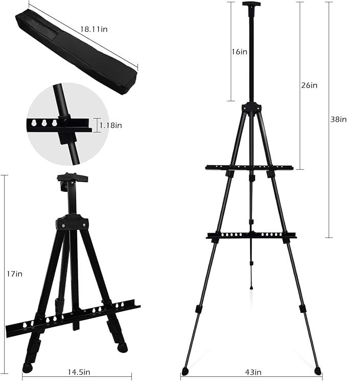 Art Painting Display Artist Easel Stand, Ns Jymb Portable Metal Adjustable - Image 6