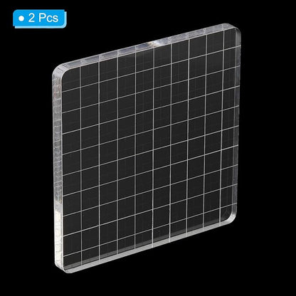 PATIKIL 4" x 4" Acrylic Stamp Block, 2 Pack Clear Stamping Block - Image 3