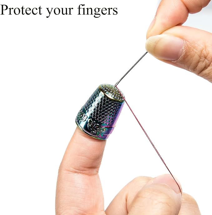 J.CARP 4Pcs Sewing Thimble, Dazzle Color Sewing Thimble Finger Protector - Image 3