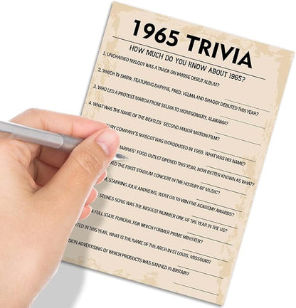 QUPT 60th Birthday Party Games, 1965 Trivia Games, Birthday Party Supplies - Image 4