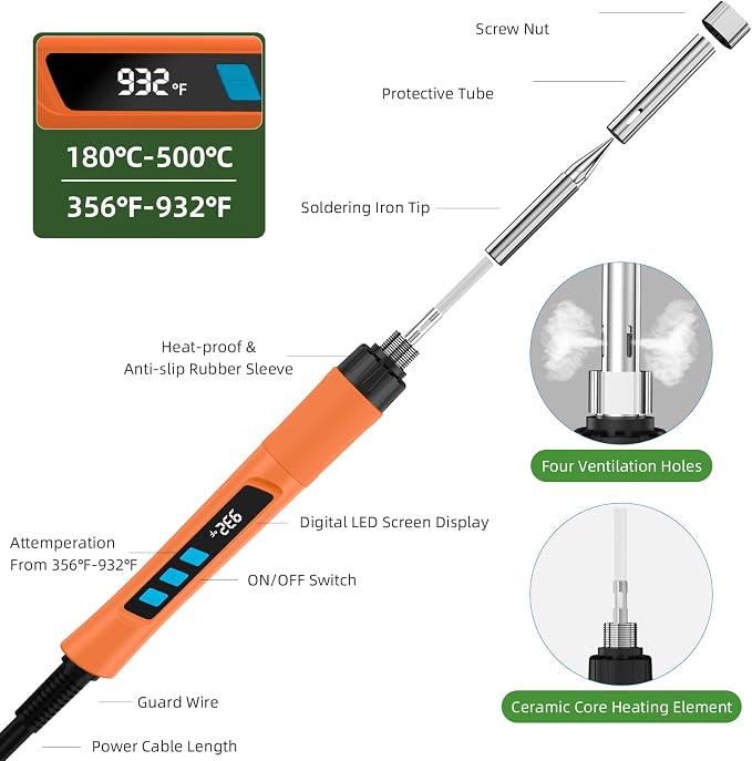 Soldering Iron Kit, 190W Soldering Gun, 110V LED Solder Kit - Image 2