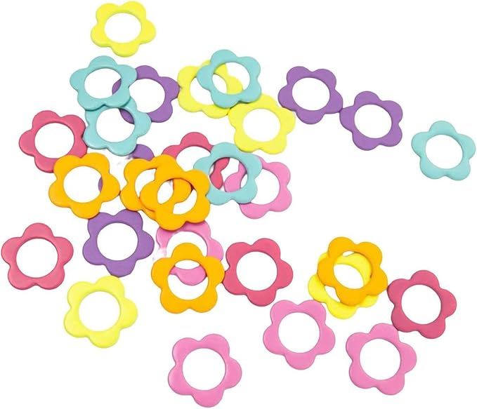 Hilsayum 60PCS Multicolor Stitch Markers Flower Shape Metal Ring Stitch - Image 2