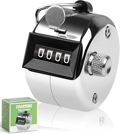 Tally Counter, 4-Digit Clicker Counter, Metal Hand Tally Counters Clicker Pitch by SDARMING