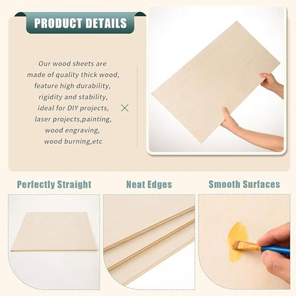 12 Pack 12 x 16 x 1/4 Inch-6mm Thick Basswood Sheets - Image 3