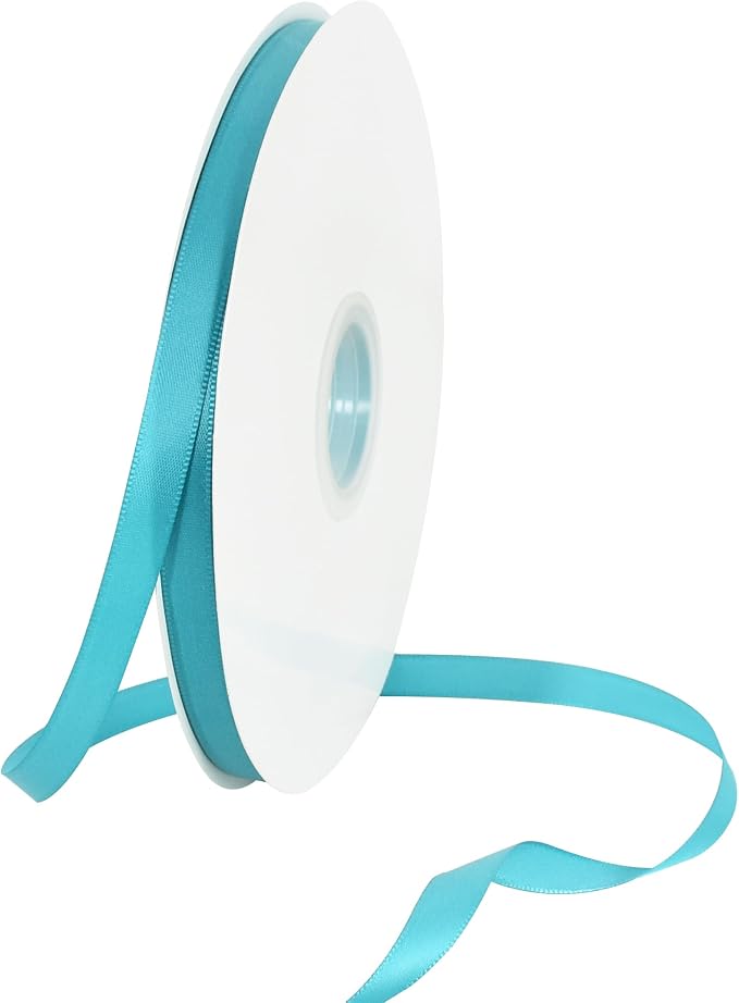 TONIFUL 3/8 Inch x 100yds Deep Sky Blue Satin Ribbon Thin Solid Fabric Ribbons by TONIFUL