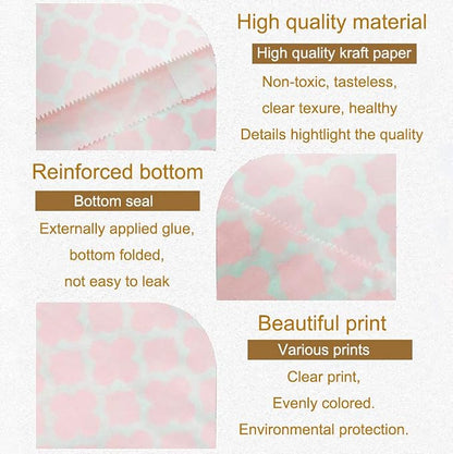 KEYYOOMY 200 Pcs Light Pink Candy Buffet Bags Small Cookie Bags Polka Dot Paper - Image 3