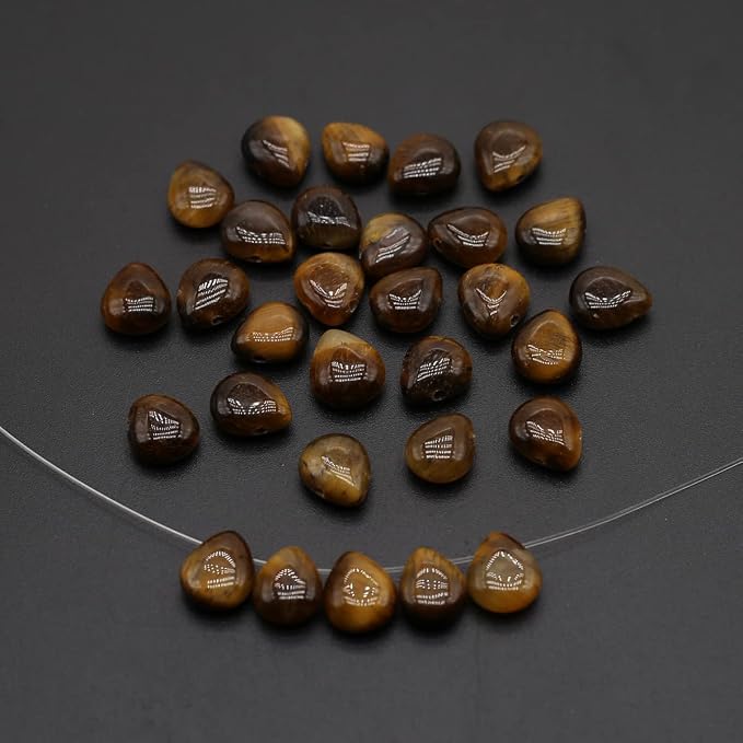 LE SKY 50 Pcs Natural Stone Beads Waterdrop Shape Healing Chakra Polished - Image 6