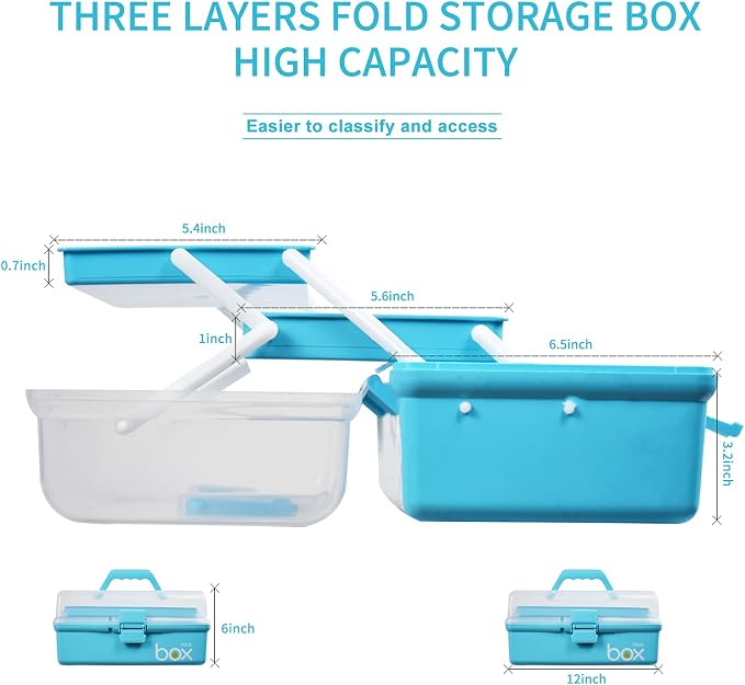 12in Three-Layer Multipurpose Storage Box Organizer Folding Tool Box/Art & - Image 2