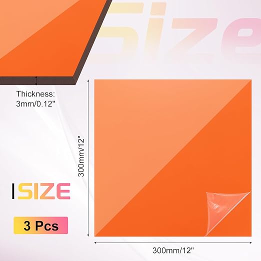 uxcell 3Pcs Acrylic Sheets 12x12 Inch Acrylic Panel 1/8 Inch-3mm Plastic Board - Image 2