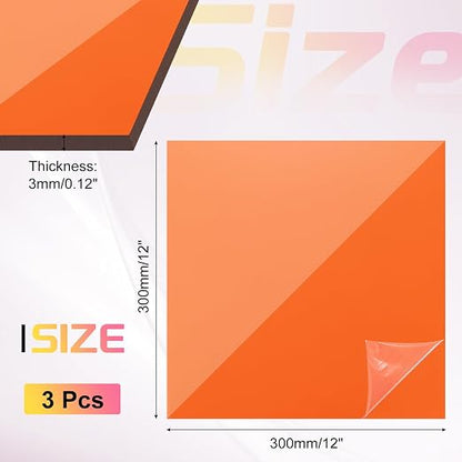 uxcell 3Pcs Acrylic Sheets 12x12 Inch Acrylic Panel 1/8 Inch-3mm Plastic Board - Image 2