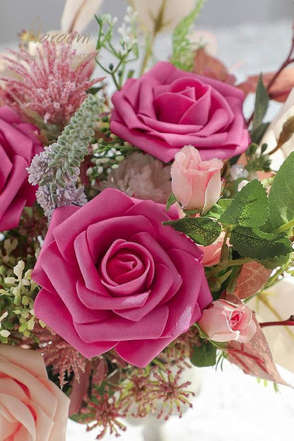 Floroom Artificial Flowers 50pcs Real Looking Hot Pink Foam Fake Roses - Image 3