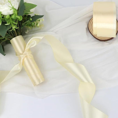 Rice White Solid Satin Ribbon 2 Inch 25 Yards Solid Polyester Fabric Ribbon - Image 7