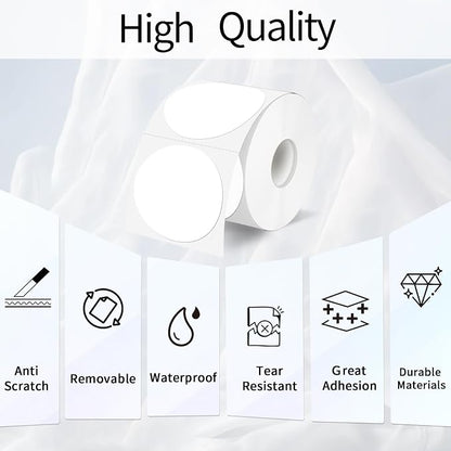 2 Inch White Round Thermal Labels Sticker, Waterproof Circle Direct Thermal - Image 2