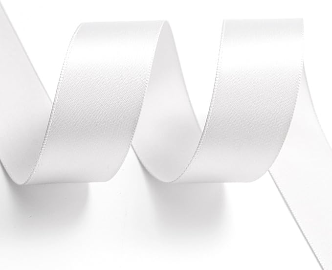 1-1/2" x 50 Yards White Polyester Satin Ribbon Single Faced Fabric Ribbons - Image 6