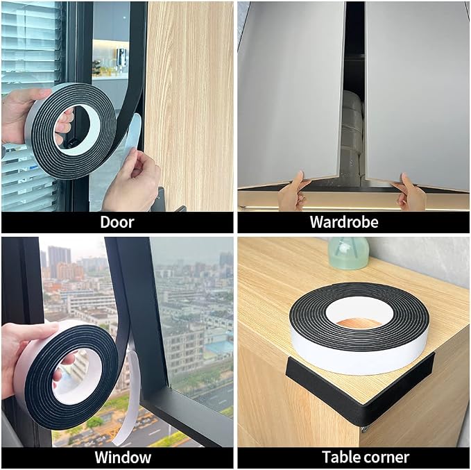 EVA Single-Sided Adhesive Black Foam Tape, 1.18inx16.4FT Single-Sided Sealing - Image 7