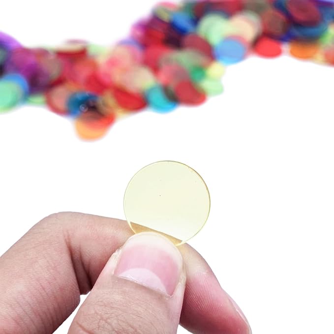 500 Pcs of 3/4 inch Transparent 8 Color Clear Bingo Counting Chips Plastic - Image 2