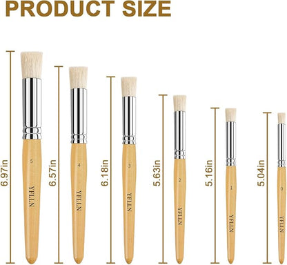 Wooden Stencil Brushes Natural Stencil Bristle Dome Art Painting Brushes Wood - Image 2