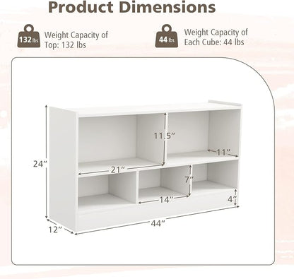 Toy Storage Organizer, 2-Tier Kids Bookshelf, 5 Cube Kids' Bookcases, Cabinets - Image 3