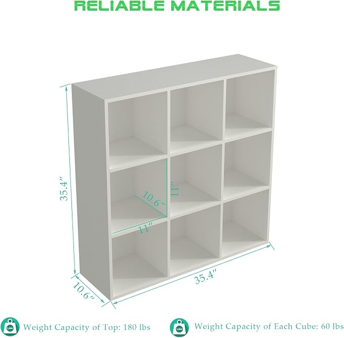 9-Cube Storage Shelf Bookcase - Image 2