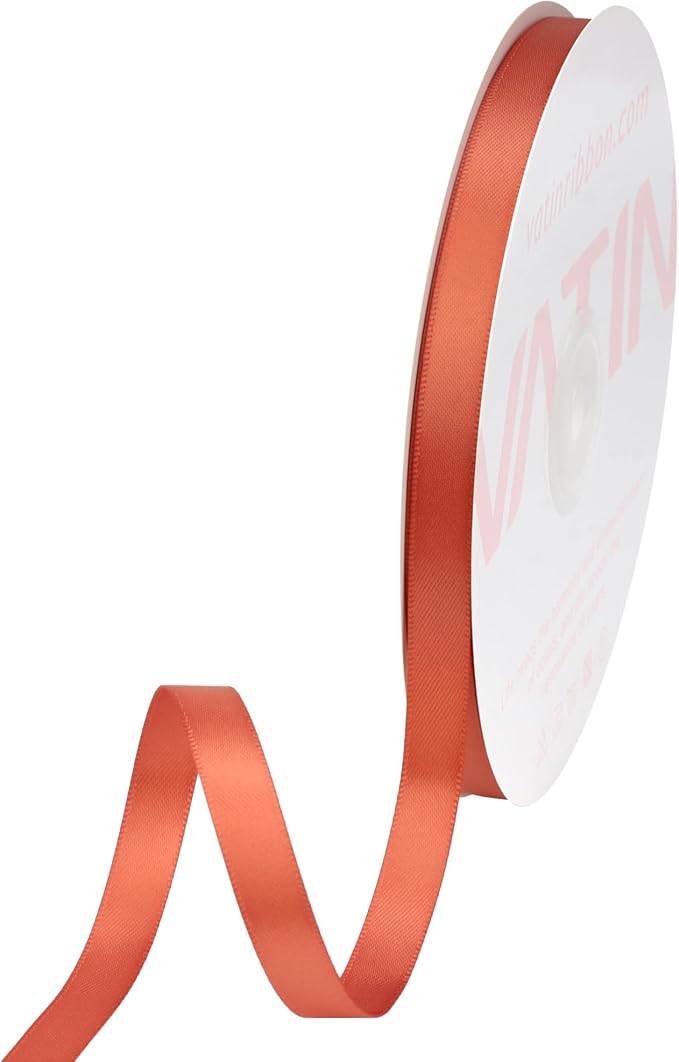 VATIN Double Face Copper Satin Ribbon 3/8" Continuous 50 Yards, Copper by VATIN