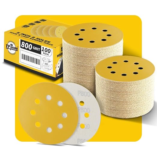 100PCS 5 Inch 800 Grit 125mm 8 Hole Sanding Discs Sandpaper by TPmax