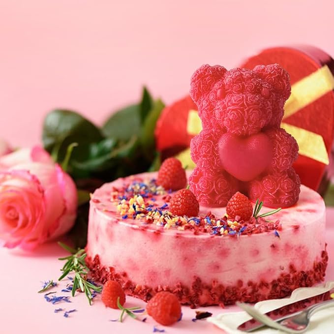 Rose Bear Candle Mold, Teddy Bear Silicone Molds - Image 8