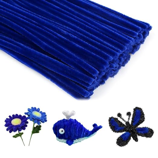 100 Pieces Pipe Cleaners Chenille Stem, Royal Blue Pipe Cleaners Set - Image 3