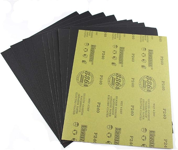 Sandpaper Sheets, 240 Grit Dry Wet Sand Paper, 9 x 11 Inch, Silicon Carbide by MAXMAN