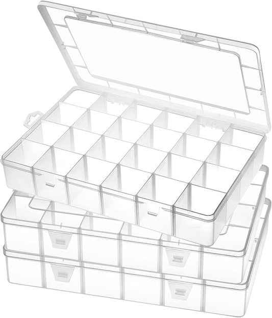 Large 24 Grids Plastic Organizer Box Adjustable Dividers, Art DIY Crafts by Gbivbe