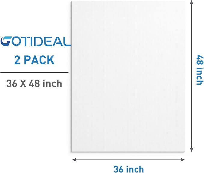 GOTIDEAL Stretched Canvases for Painting, 36x48" Inch Set of 2, Primed White - Image 2