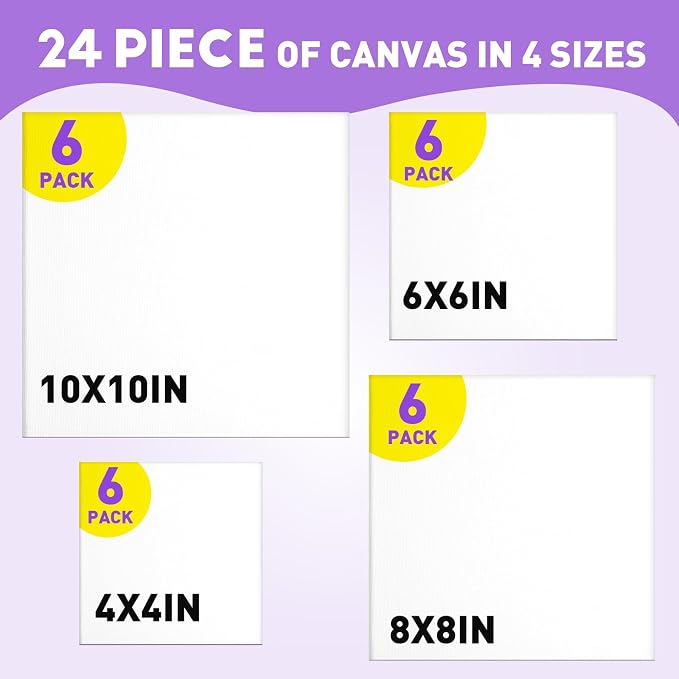 ESRICH 24Pack Canvas for Painting, 10x10 Canvas Boards for Painting, Art - Image 2