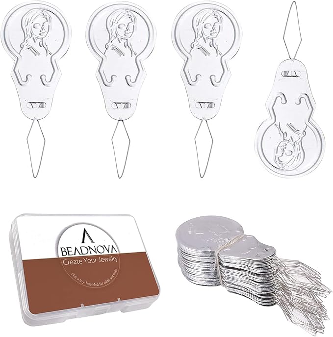 BEADNOVA Embroidery Needle Threader Tool 50pcs Aluminum Sewing Machine Needle by BEADNOVA