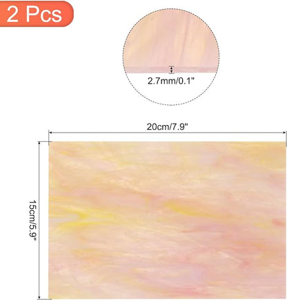 MECCANIXITY 2 Pcs Stained Glass Sheet Mosaic Tile 7.9 Inch x 5.9 Inch Pink - Image 2