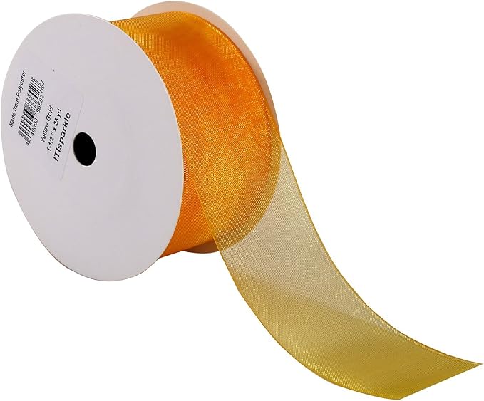 ITIsparkle 11/2" Inch Organza Ribbon 25 Yards-Roll Set by Joycrosso
