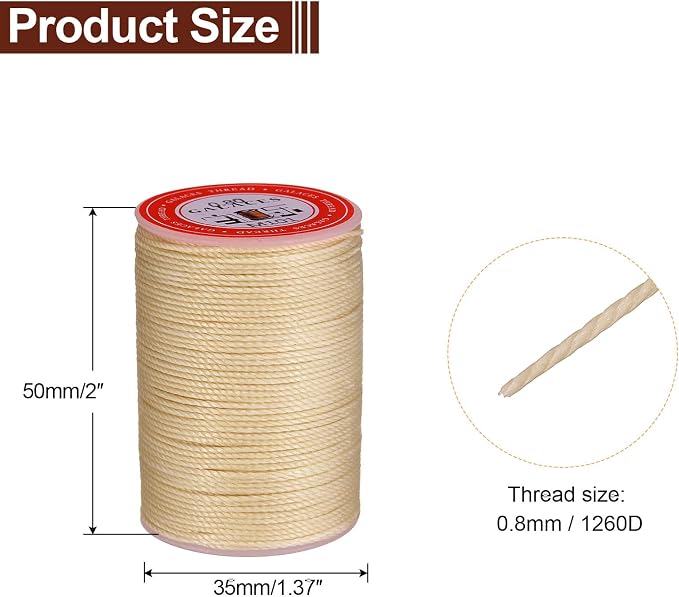 uxcell Round Leather Sewing Waxed Thread, 55m / 60 Yards Polyester Wax String - Image 2