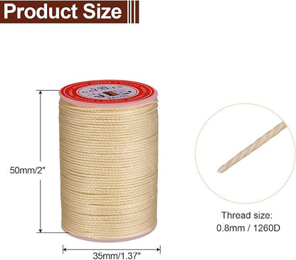 uxcell Round Leather Sewing Waxed Thread, 55m / 60 Yards Polyester Wax String - Image 2