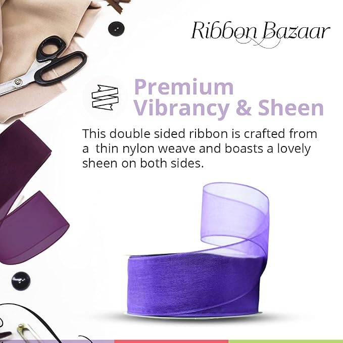 Ribbon Bazaar Sheer Organza Wired Ribbon - Image 5