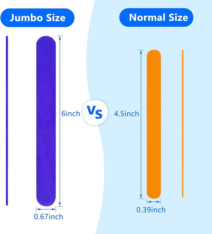 Colored Jumbo Wooden Craft Sticks, 6 Inch, 500 Pieces, 3/4 Inch Wide - Image 4
